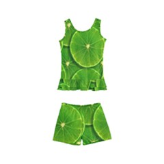 Lime Textures Macro, Tropical Fruits, Citrus Fruits, Green Lemon Texture Kids  Boyleg Swimsuit by nateshop