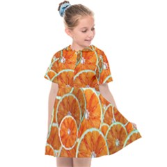 Oranges Patterns Tropical Fruits, Citrus Fruits Kids  Sailor Dress