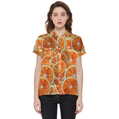 Oranges Patterns Tropical Fruits, Citrus Fruits Short Sleeve Pocket Shirt