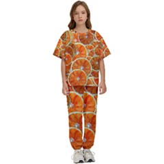 Oranges Patterns Tropical Fruits, Citrus Fruits Kids  T-shirt And Pants Sports Set by nateshop