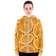 Oranges Textures, Close-up, Tropical Fruits, Citrus Fruits, Fruits Women s Zipper Hoodie by nateshop