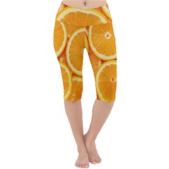 Oranges Textures, Close-up, Tropical Fruits, Citrus Fruits, Fruits Lightweight Velour Cropped Yoga Leggings by nateshop