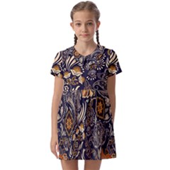 Paisley Texture, Floral Ornament Texture Kids  Asymmetric Collar Dress