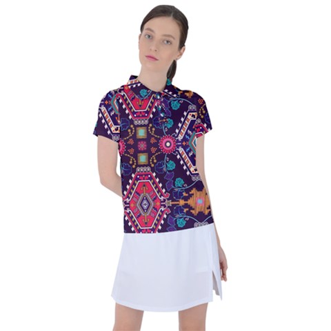 Pattern, Ornament, Motif, Colorful Women s Polo T-shirt by nateshop