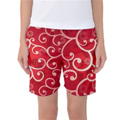 Patterns, Corazones, Texture, Red, Women s Basketball Shorts by nateshop