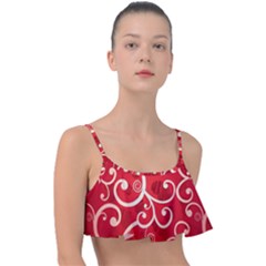 Patterns, Corazones, Texture, Red, Frill Bikini Top by nateshop