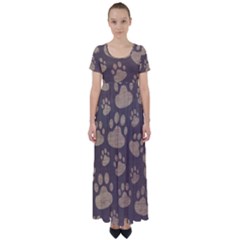 Paws Patterns, Creative, Footprints Patterns High Waist Short Sleeve Maxi Dress