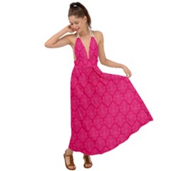 Pink Pattern, Abstract, Background, Bright, Desenho Backless Maxi Beach Dress by nateshop