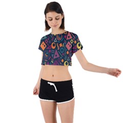 Random, Abstract, Forma, Cube, Triangle, Creative Tie Back Short Sleeve Crop T-shirt