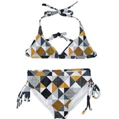 Pattern Tile Squares Triangles Seamless Geometry Kids  Classic Bikini Set