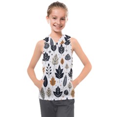 Autumn Leaves Fall Pattern Design Decor Nature Season Beauty Foliage Decoration Background Texture Kids  Sleeveless Hoodie by Maspions