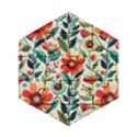 Flowers Flora Floral Background Pattern Nature Seamless Bloom Background Wallpaper Spring Wooden Puzzle Hexagon View1