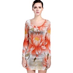 Flowers Plants Sample Design Rose Garden Flower Decoration Love Romance Bouquet Long Sleeve Bodycon Dress