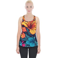 Hibiscus Flowers Colorful Vibrant Tropical Garden Bright Saturated Nature Piece Up Tank Top