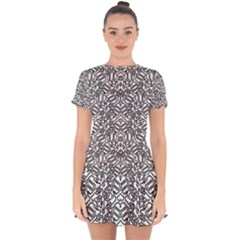 Monochrome Maze Design Print Drop Hem Mini Chiffon Dress by dflcprintsclothing