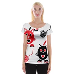 Cat Little Ball Animal Cap Sleeve Top