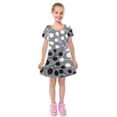 Abstract Nature Black White Kids  Short Sleeve Velvet Dress