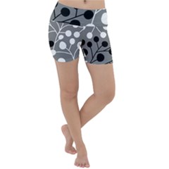 Abstract Nature Black White Lightweight Velour Yoga Shorts