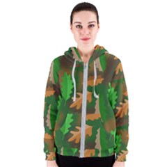 Leaves Foliage Pattern Oak Autumn Women s Zipper Hoodie