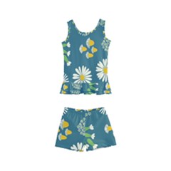 Drawing Flowers Meadow White Kids  Boyleg Swimsuit by Maspions