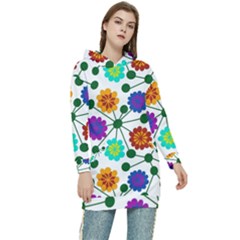 Bloom Plant Flowering Pattern Women s Long Oversized Pullover Hoodie