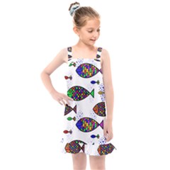 Fish Abstract Colorful Kids  Overall Dress