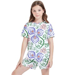 Bloom Nature Plant Pattern Kids  T-shirt And Sports Shorts Set