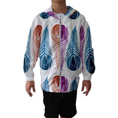 Pen Peacock Colors Colored Pattern Kids  Hooded Windbreaker by Maspions