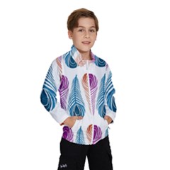 Pen Peacock Colors Colored Pattern Kids  Windbreaker by Maspions