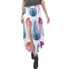 Pen Peacock Colors Colored Pattern Velour Split Maxi Skirt