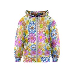 Bloom Flora Pattern Printing Kids  Zipper Hoodie