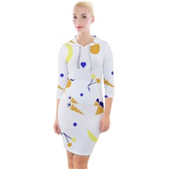 Pattern-fruit-apples-green Quarter Sleeve Hood Bodycon Dress