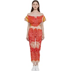 Grapefruit-fruit-background-food Bardot Ruffle Jumpsuit