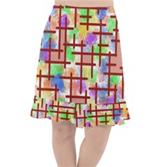 Pattern-repetition-bars-colors Fishtail Chiffon Skirt