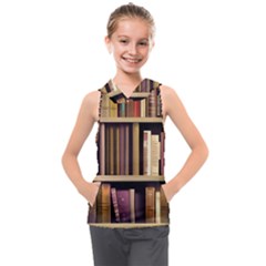 Books Bookshelves Office Fantasy Background Artwork Book Cover Apothecary Book Nook Literature Libra Kids  Sleeveless Hoodie by Posterlux