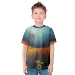 Wildflowers Field Outdoors Clouds Trees Cover Art Storm Mysterious Dream Landscape Kids  Cotton T-shirt