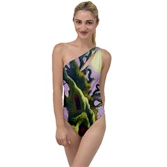 Outdoors Night Full Moon Setting Scene Woods Light Moonlight Nature Wilderness Landscape To One Side Swimsuit by Posterlux