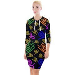 Pattern Repetition Snail Blue Quarter Sleeve Hood Bodycon Dress