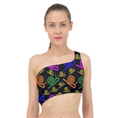 Pattern Repetition Snail Blue Spliced Up Bikini Top 