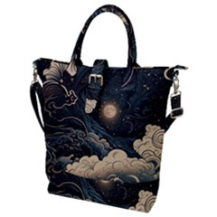 Starry Sky Moon Space Cosmic Galaxy Nature Art Clouds Art Nouveau Abstract Buckle Top Tote Bag