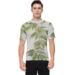 Watercolor Leaves Branch Nature Plant Growing Still Life Botanical Study Men s Short Sleeve Rash Guard by Posterlux