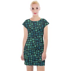 Squares Cubism Geometric Background Cap Sleeve Bodycon Dress