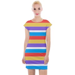 Stripes Pattern Design Lines Cap Sleeve Bodycon Dress