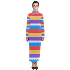 Stripes Pattern Design Lines Turtleneck Maxi Dress