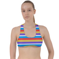 Stripes Pattern Design Lines Criss Cross Racerback Sports Bra by Maspions