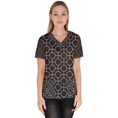 Geometric Pattern Design White Women s V-neck Scrub Top