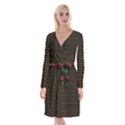 Geometric Pattern Design Line Long Sleeve Velvet Front Wrap Dress View1