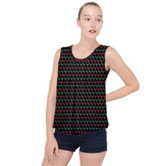 Geometric Pattern Design Line Bubble Hem Chiffon Tank Top