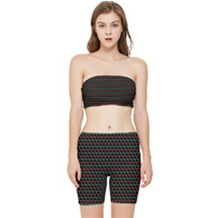 Geometric Pattern Design Line Stretch Shorts And Tube Top Set