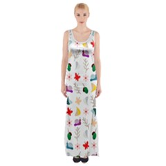 Snails Butterflies Pattern Seamless Thigh Split Maxi Dress